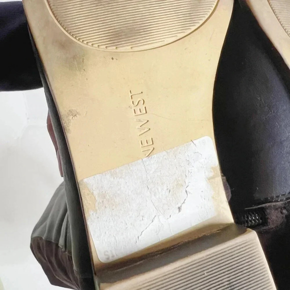 Nine West Brown Leather Faux Suede Knee High Pointed Toe Boots Size 10 - Picture 7 of 11